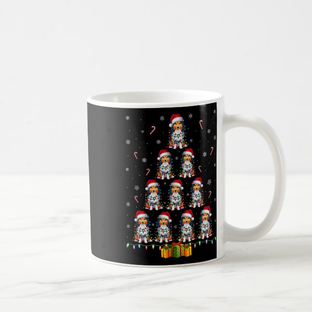 Shetland Sheepdog Dog Santa Hat Xmas Lights Christ Coffee Mug (Right)