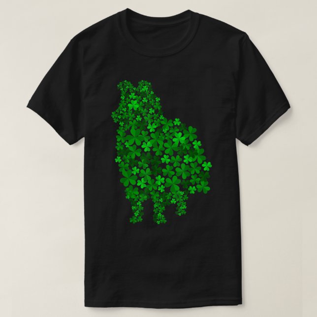 Shetland Sheepdog Dog Shamrock Leaf St Patrick Day T-Shirt (Design Front)