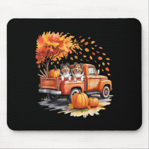 Shetland Sheepdog Dog Truck Pumpkin Autumn Fall Th Mouse Pad