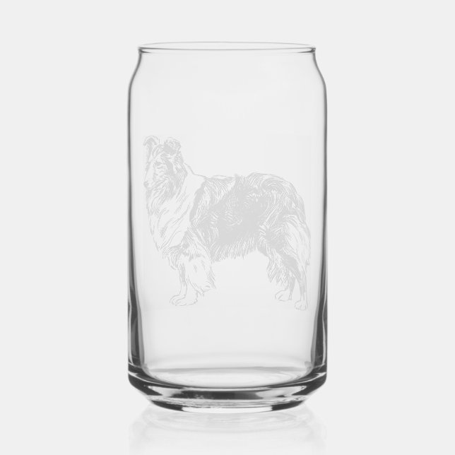 Shetland Sheepdog Drawing Can Glass (Front)