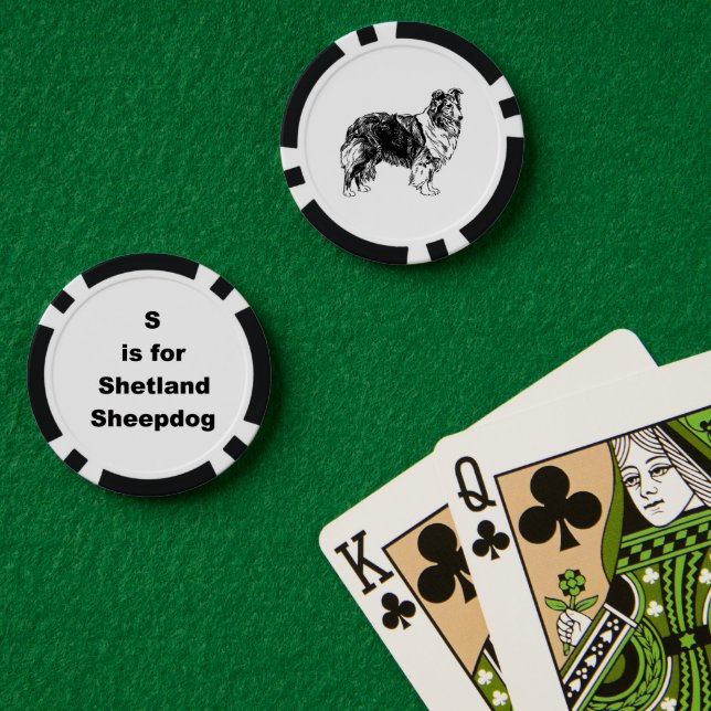 Shetland Sheepdog Drawing Poker Chips (Poker Table (Double))