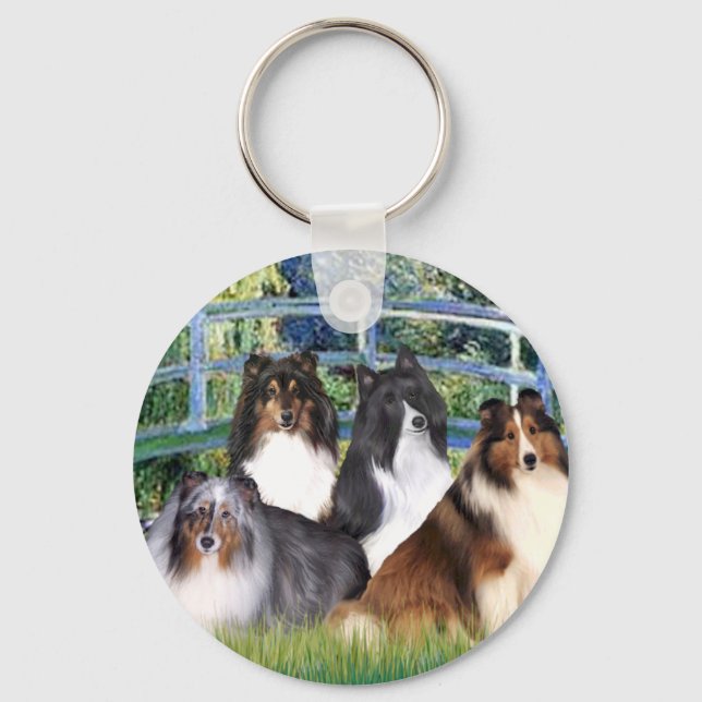 Shetland Sheepdog (four) - Bridge Key Ring (Front)