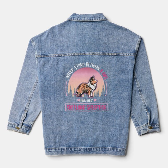Shetland Sheepdog Girl Mini Collie Sheltie    Denim Jacket (Back)