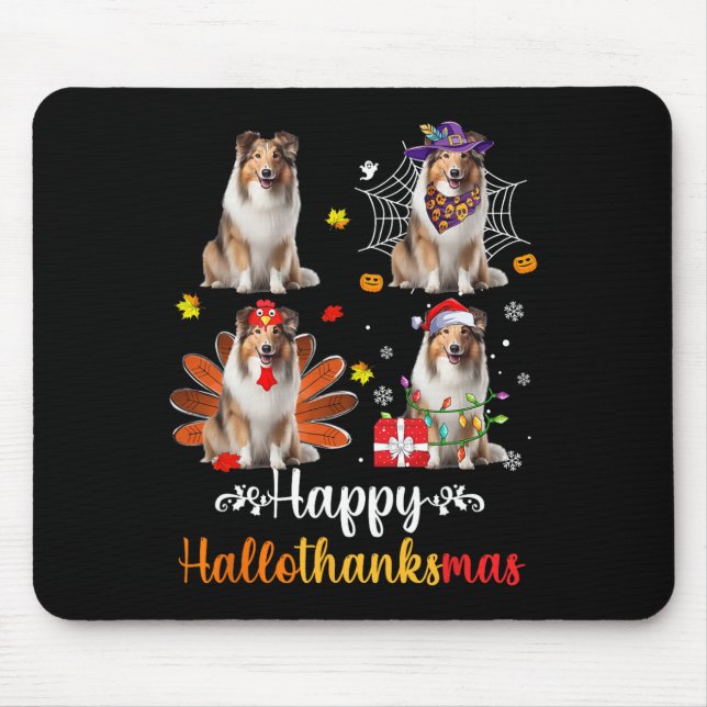 Shetland Sheepdog Halloween Christmas Happy Hallot Mouse Pad (Front)