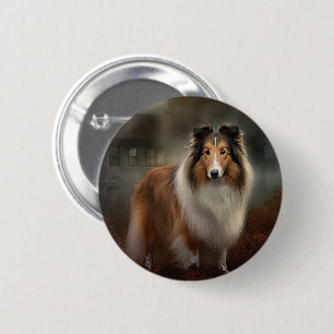 Shetland Sheepdog Halloween Scary 6 Cm Round Badge
