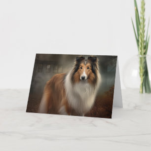 Shetland Sheepdog Halloween Scary Card