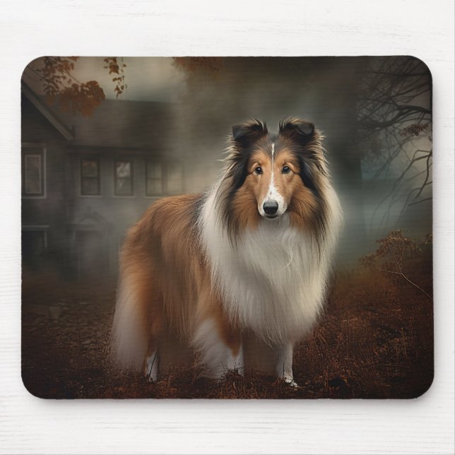 Shetland Sheepdog Halloween Scary Mouse Pad (Front)