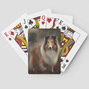 Shetland Sheepdog Halloween Scary Playing Cards