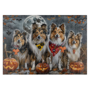 Shetland Sheepdog Halloween Spooky Cutting Board