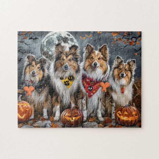 Shetland Sheepdog Halloween Spooky  Jigsaw Puzzle (Horizontal)