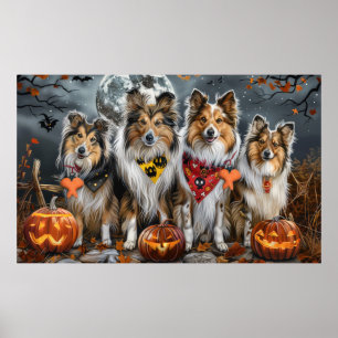 Shetland Sheepdog Halloween Spooky Poster