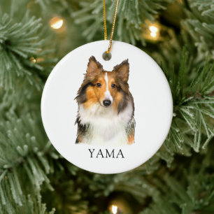 Shetland Sheepdog Hand Drawing Personalised Ceramic Ornament