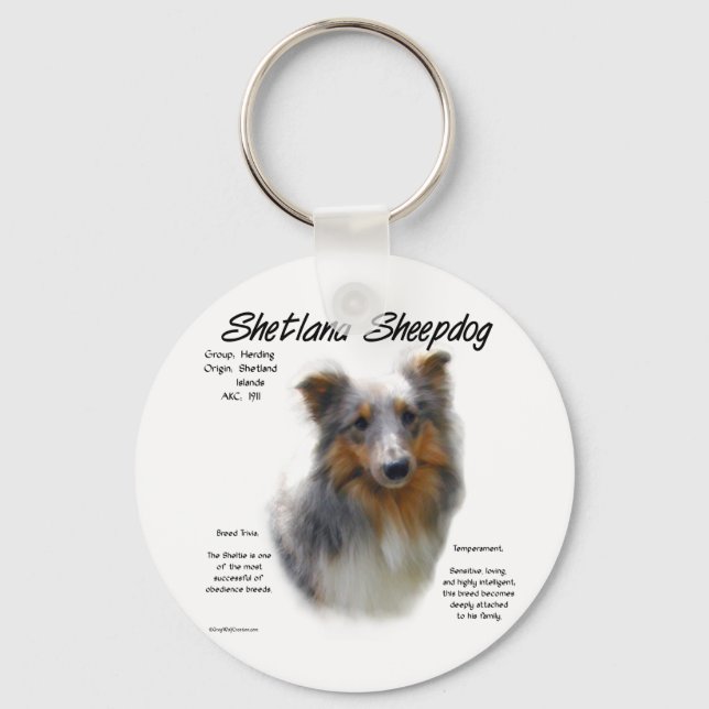 Shetland Sheepdog History Design Key Ring (Front)