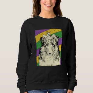 Shetland Sheepdog Jester Mardi Gras Dog Mom or Dad Sweatshirt