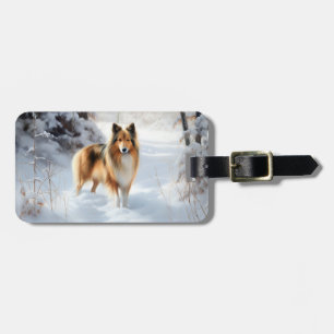 Shetland Sheepdog Let It Snow Christmas Luggage Tag