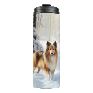 Shetland Sheepdog Let It Snow Christmas Thermal Tumbler