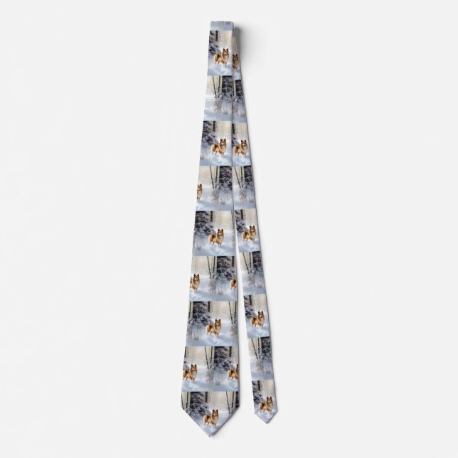 Shetland Sheepdog Let It Snow Christmas Tie (Front)
