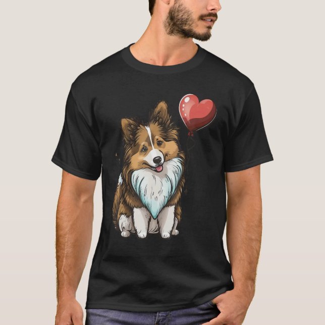 Shetland Sheepdog Love Heart Valentines Day on She T-Shirt (Front)