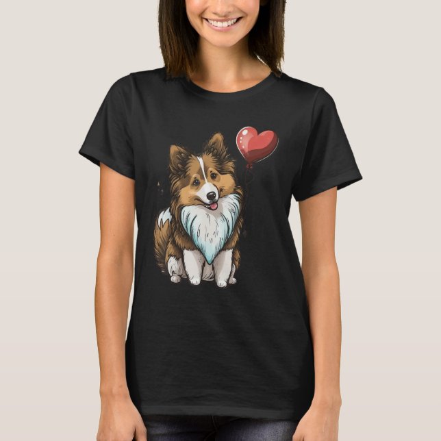 Shetland Sheepdog Love Heart Valentines Day on She T-Shirt (Front)