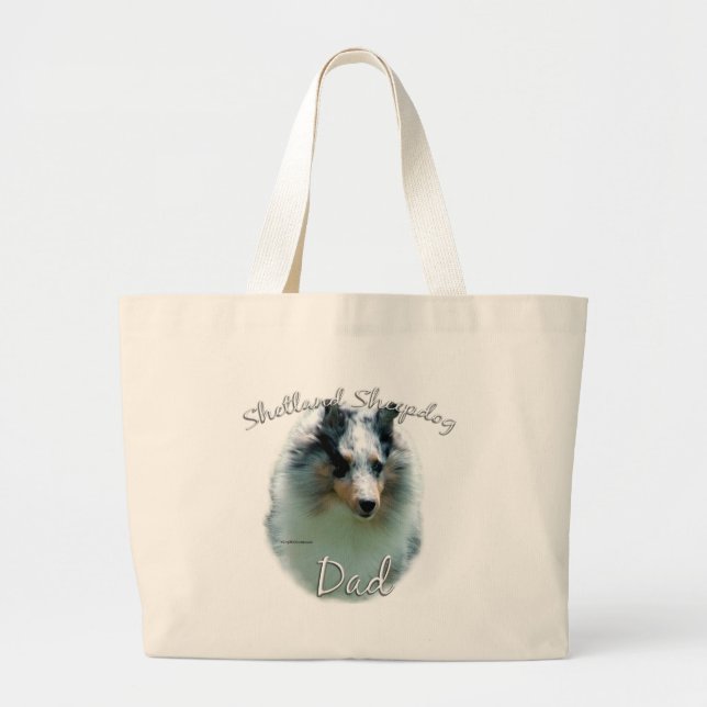 Shetland Sheepdog (merle) Dad 2 Large Tote Bag (Front)
