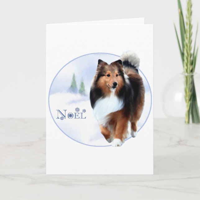 Shetland Sheepdog Noel Holiday Card (Front)