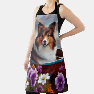 Shetland Sheepdog on a Paddle: A Scenic Adventure Apron