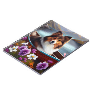 Shetland Sheepdog on a Paddle: A Scenic Adventure Notebook