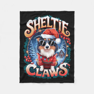 Shetland Sheepdog Owner Costume Sheltie Claws Chri Fleece Blanket