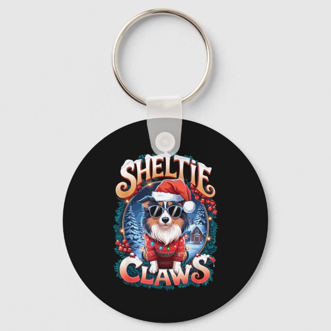 Shetland Sheepdog Owner Costume Sheltie Claws Chri Key Ring (Front)