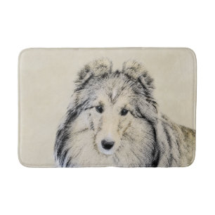 Shetland Sheepdog Painting - Cute Original Dog Art Bath Mat