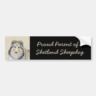 Shetland Sheepdog Painting - Cute Original Dog Art Bumper Sticker