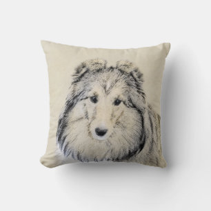 Shetland Sheepdog Painting - Cute Original Dog Art Cushion