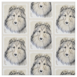 Shetland Sheepdog Painting - Cute Original Dog Art Fabric