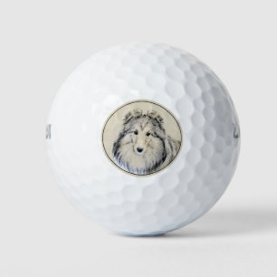 Shetland Sheepdog Painting - Cute Original Dog Art Golf Balls