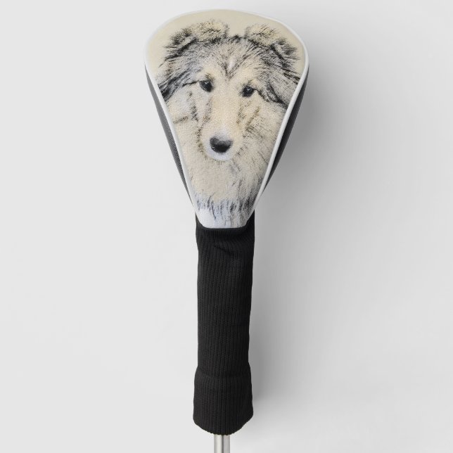 Shetland Sheepdog Painting - Cute Original Dog Art Golf Head Cover (Front)