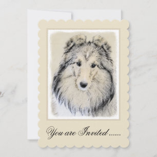 Shetland Sheepdog Painting - Cute Original Dog Art Invitation