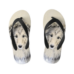 Shetland Sheepdog Painting - Cute Original Dog Art Kid's Thongs