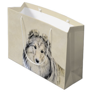 Shetland Sheepdog Painting - Cute Original Dog Art Large Gift Bag