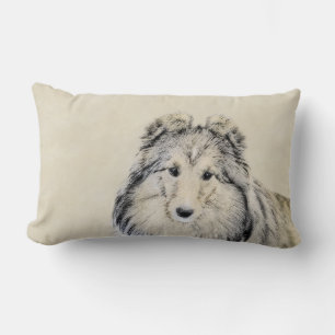 Shetland Sheepdog Painting - Cute Original Dog Art Lumbar Cushion