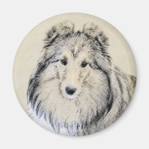 Shetland Sheepdog Painting - Cute Original Dog Art Magnet