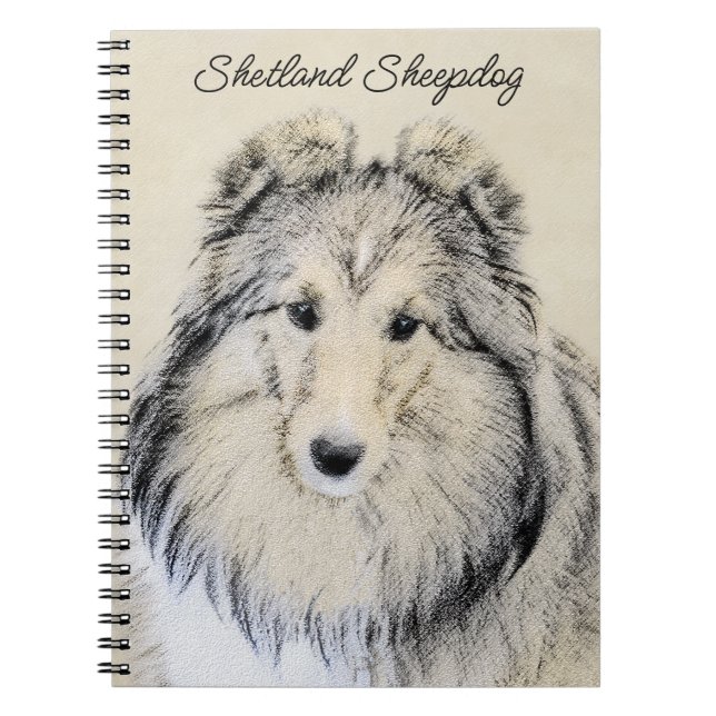 Shetland Sheepdog Painting - Cute Original Dog Art Notebook (Front)
