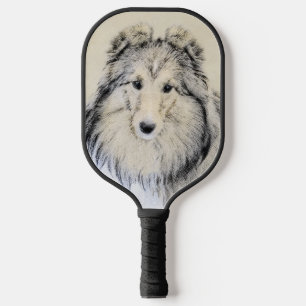 Shetland Sheepdog Painting - Cute Original Dog Art Pickleball Paddle