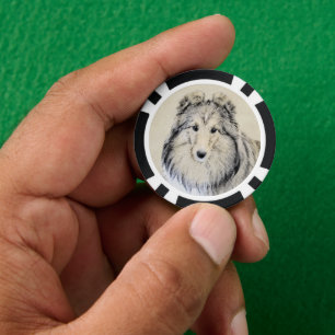 Shetland Sheepdog Painting - Cute Original Dog Art Poker Chips