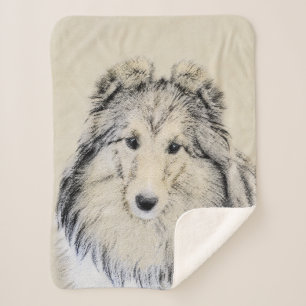 Shetland Sheepdog Painting - Cute Original Dog Art Sherpa Blanket