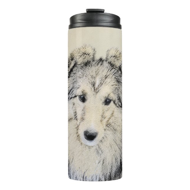 Shetland Sheepdog Painting - Cute Original Dog Art Thermal Tumbler (Front)