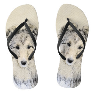 Shetland Sheepdog Painting - Cute Original Dog Art Thongs