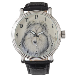 Shetland Sheepdog Painting - Cute Original Dog Art Watch
