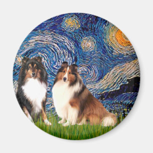 Shetland Sheepdog Pair - Starry Night Magnet