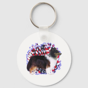 Shetland Sheepdog Patriot Key Ring