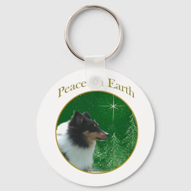 Shetland Sheepdog Peace Key Ring (Front)